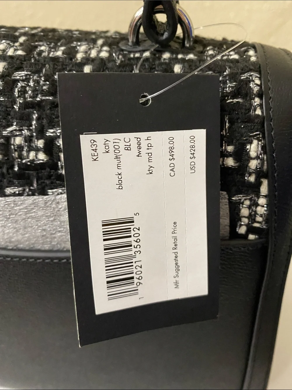Kate Spade Katy Tweed Medium Top Handle Satchel NWT